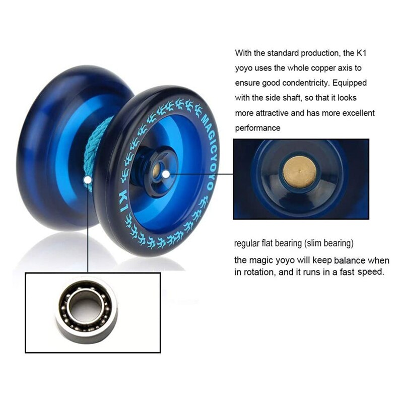 Magicyoyo K1-Plus Professionele Responsieve Yoyo Voor Kinderen, Plastic Yoyo Met Smalle C Lager, yoyo Voor Beginners (Donker Blauw &amp; Groen)