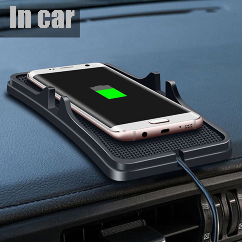 Non Slip Silicone Pad Car Mount Phone Holder Qi Wireless Charging Mat Pad for Car Dashboard Phone Mount for iPhone Samsung Mi