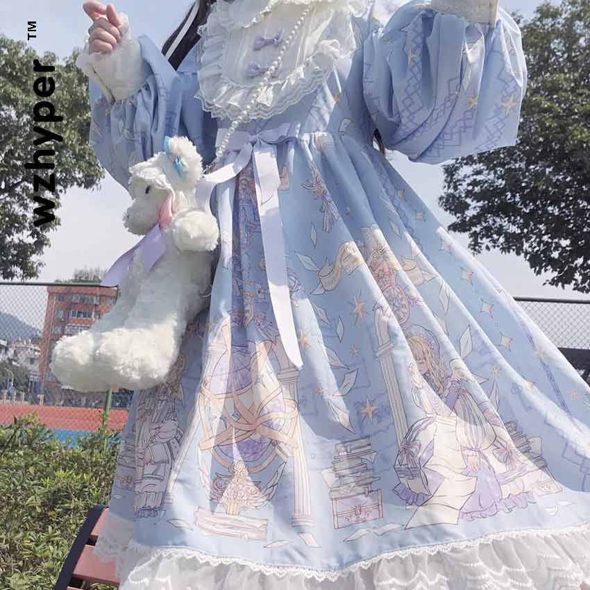 Vestido gótico de Lolita Harajuku para mujer, urbana, vestido cruzado para Cosplay, estilo japonés suave, estrella, tul, chica