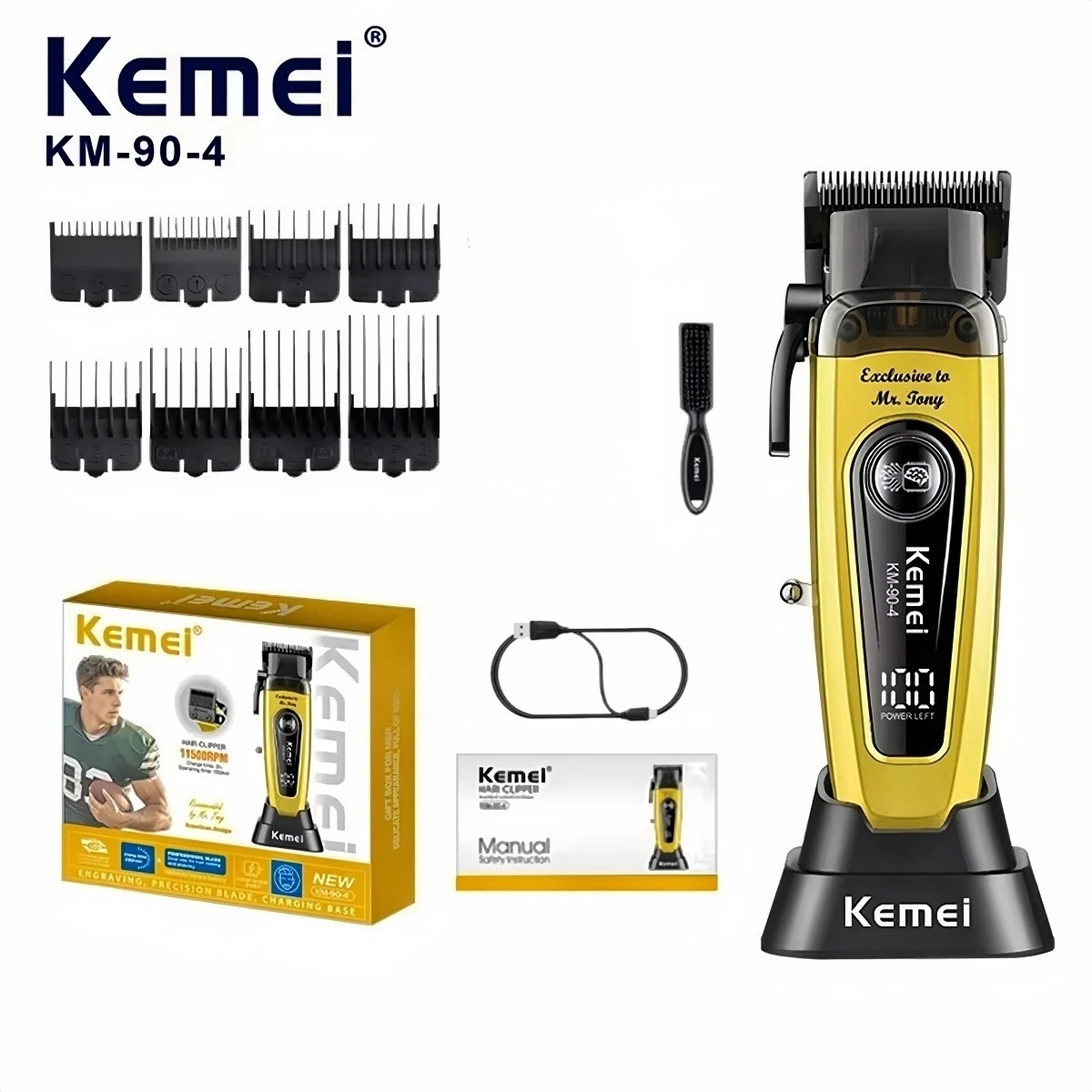Kemei Hair Clippers 11500 RPM Hair Cut Machine Brushless Motor Electric Clippers DLC Blade Hair Clipper Men KM-90-4: Orange