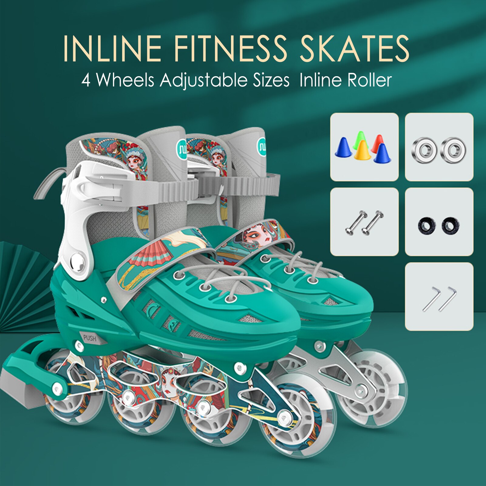 Inline Skates Outdoor Roller Skates Sneakers Adjustable Rollerblades Illuminating Wheels Adult Tracer Adjustable 4 Rodas PU Glow