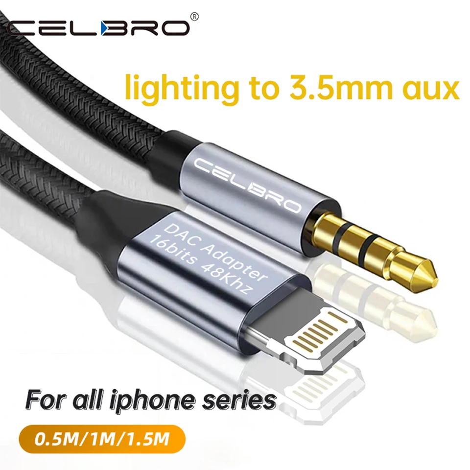 Para Iphone 14 Plus 13 Pro 8 pines a 3,5mm Jack Cable auxiliar macho para Apple 12 Mini 11pro Max Xr convertidor de coche adaptador de Audio para auriculares