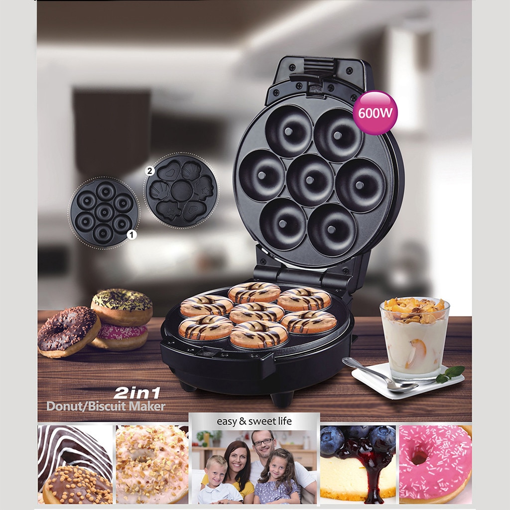 600W Elektrische Donut Maker Machine Taart Wafel Makers Non-stick Oppervlak Maakt 7 Donuts Machine Mini Donuts Makers # Is # Gb40