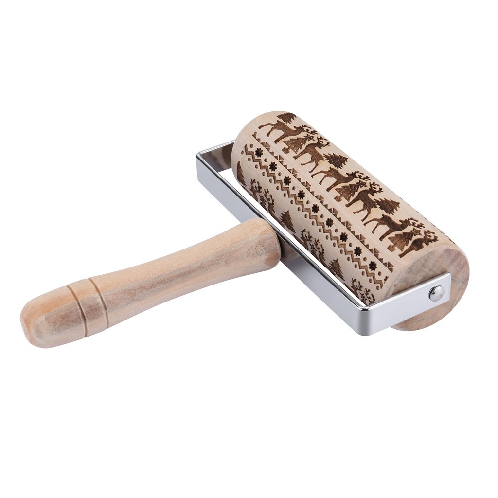 Kerst Rolling Pins Rock Xmas Tree Elanden Houten Rolling Embossing Bakken Cookies Biscuit Roller rouleau patisserie noel # 3F