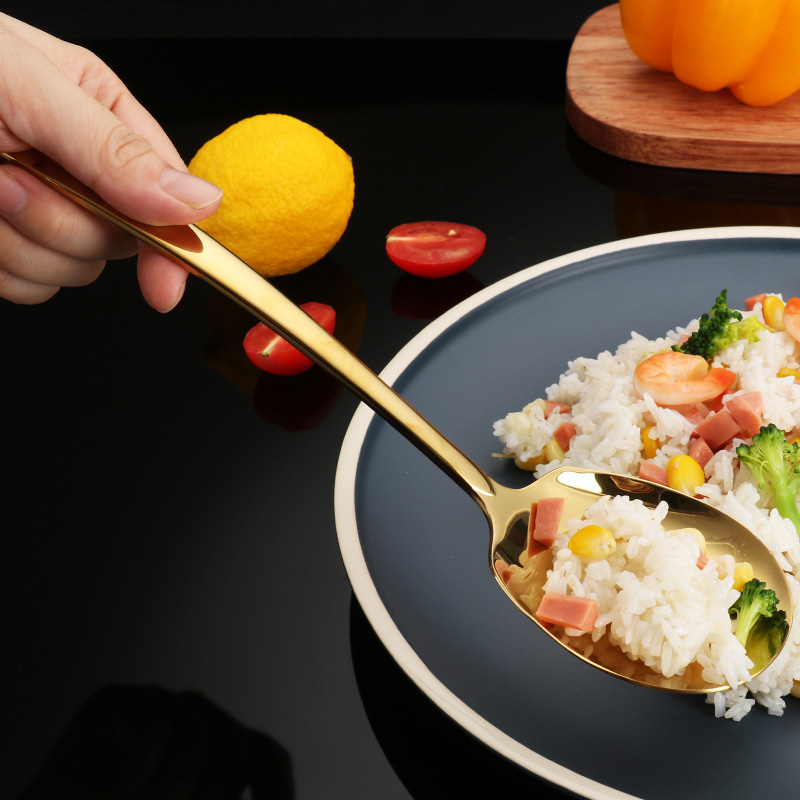 Juego de cucharas de servicio de acero inoxidable para Catering, utensilios de servicio grandes, suministros de restaurante, 6 piezas Premium