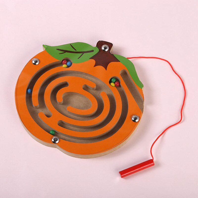 1pc Per Bambini Labirinto Magnetico Giocattolo Gioco della Palla di Legno Prima Educazione Intellettuale Bordo Di Puzzle Creativo Anello Regalo Genitore-bambino bambino Giocattoli: orange