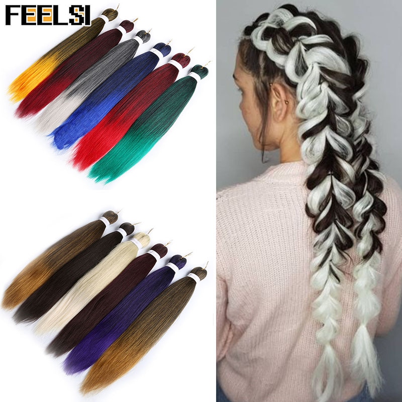 Synthetic hair Braids Ombre Braiding Hair Extension Box Braids Hair Pink Purple Yellow Golden Colors Crochet braids Kanekalon