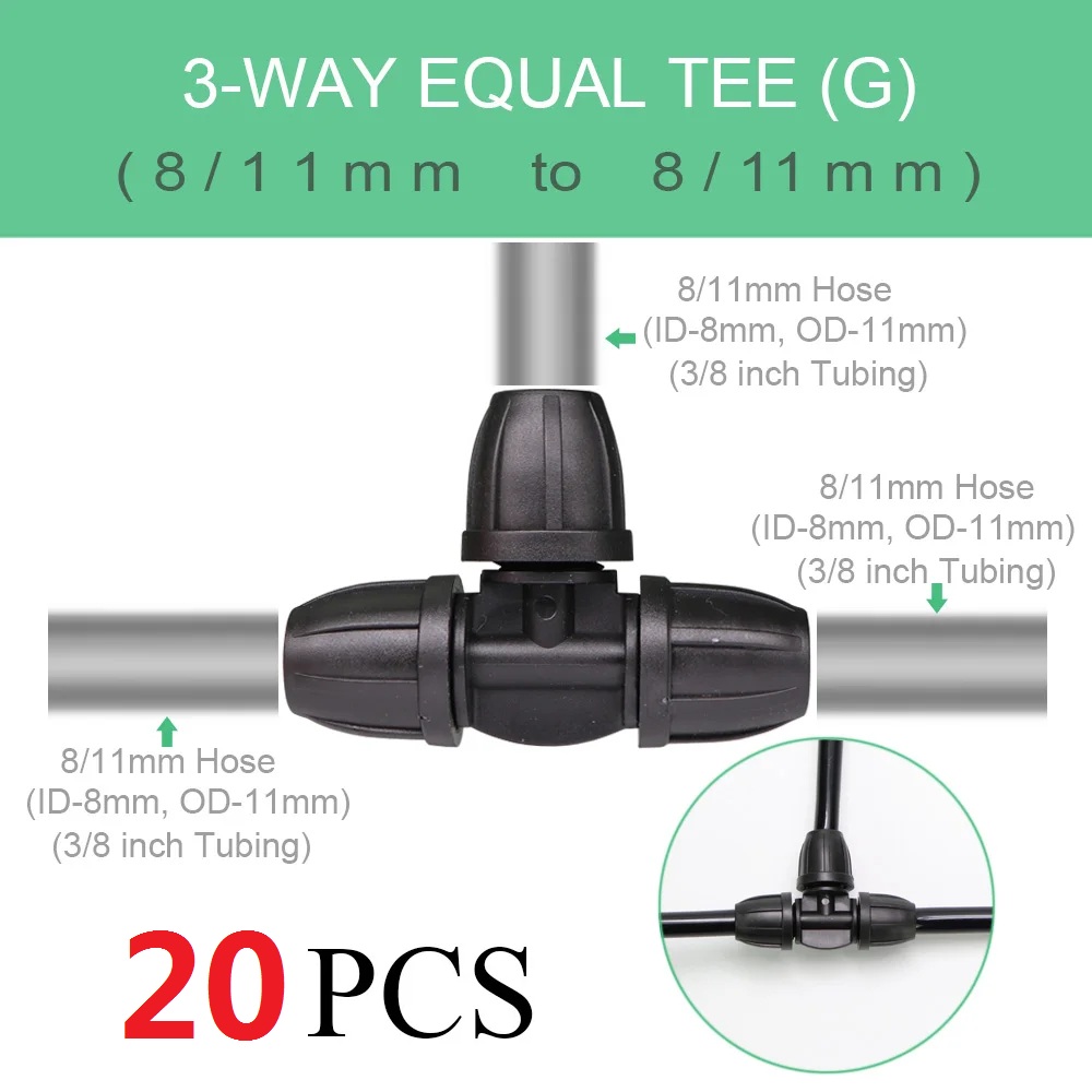 8/11 mm Wasserschlauchanschluss, Gartendusche, Schloss, Kupplungsadapter, 3/8 Zoll Bewässerungsverbindungen für Gartenschläuche