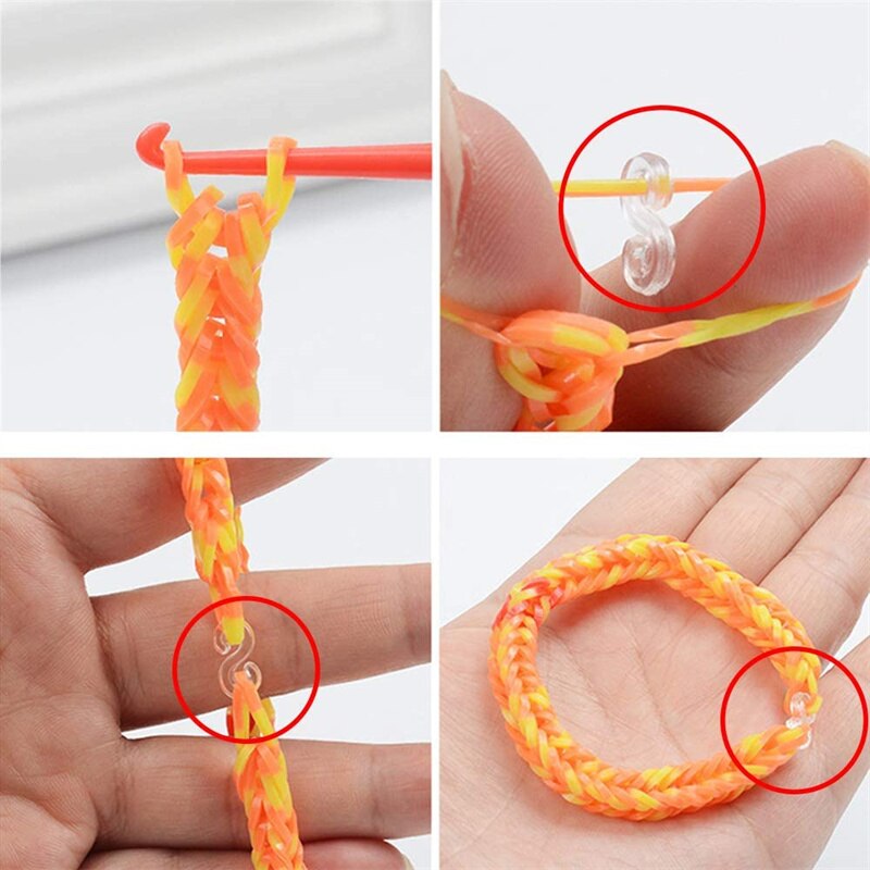 500 Uds S Clips gancho conectores de plástico recargas para DIY encanto telar banda de goma pulsera joyería suministros accesorios