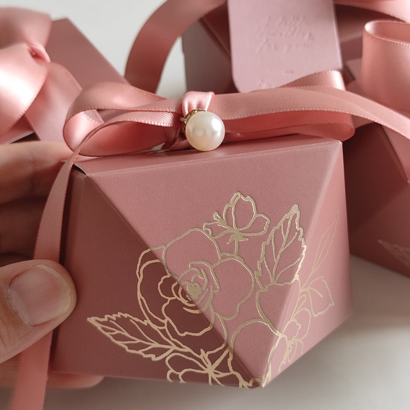Box Diamond Shape Paper Candy Boxes Chocolate Packaging Box Wedding Favors for Guests Baby Shower Birthday Party