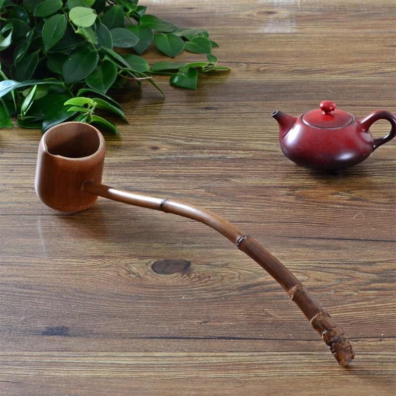1 St Handgemaakte Natuurlijke Bamboe Thee Water Lepel Extra Lange Handvat Hout Scoop Healhy