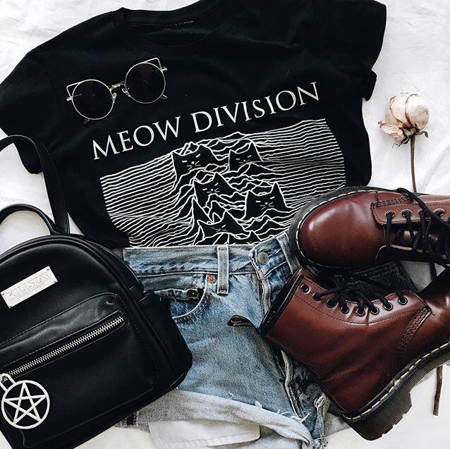 Kuakuayu hjn vintage moda 80s pós punk banda alegria divisão desconhecido prazer unissex t camisa casual preto: XXL / Black-Meow Division