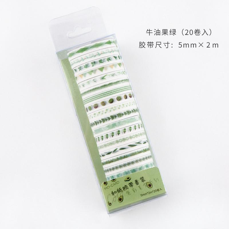 Washi tape papel adhesivo decorado multicolor para hacer scrapbooking, cinta de papel de arroz, celo japonés, decoración, manualidades, álbum de recortes, papelería japonesa, varios colores, paquete de 20 rollos: F