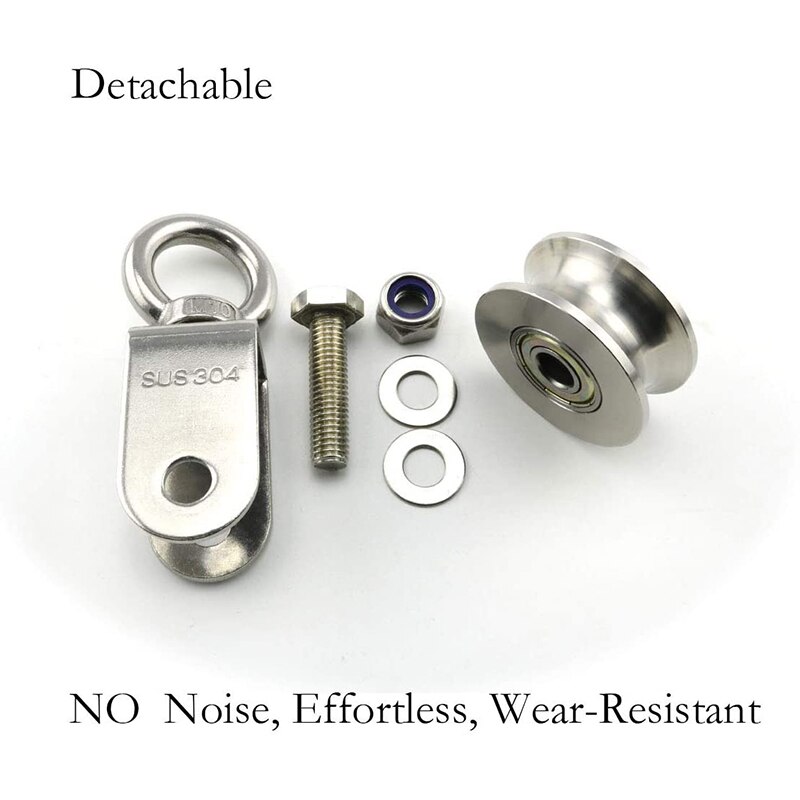 U Type Swivel Pulley 304 Rvs Duplex Lager Stille Afneembare 360 Graden Rotatie Zware Tractie Wiel