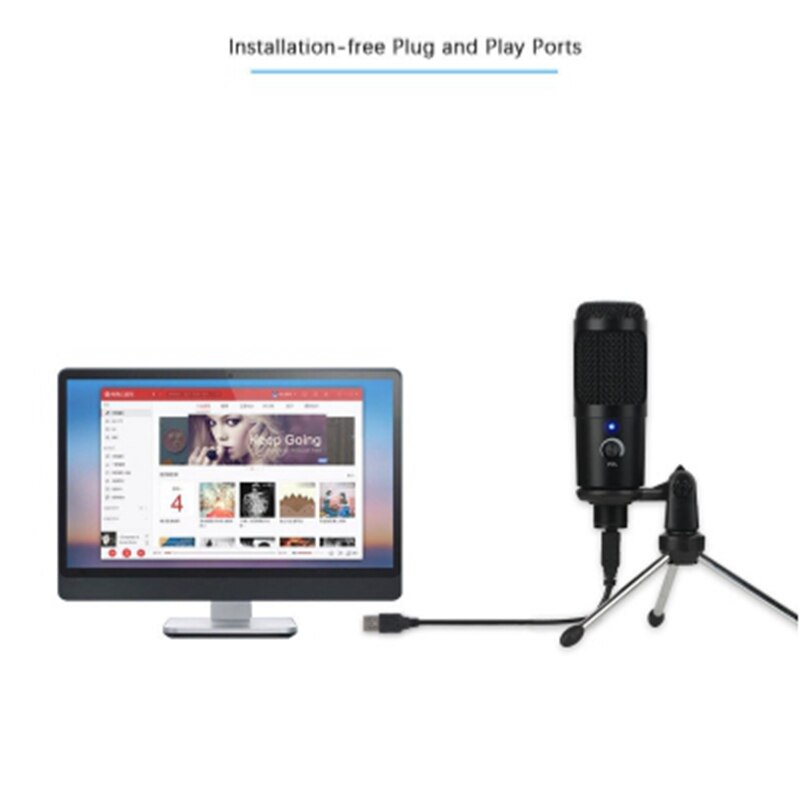 Condenser Microphone USB Microphone Karaoke Recording with Cantilever Bracket Tripod Plug and Play for Laptop Desktop PC