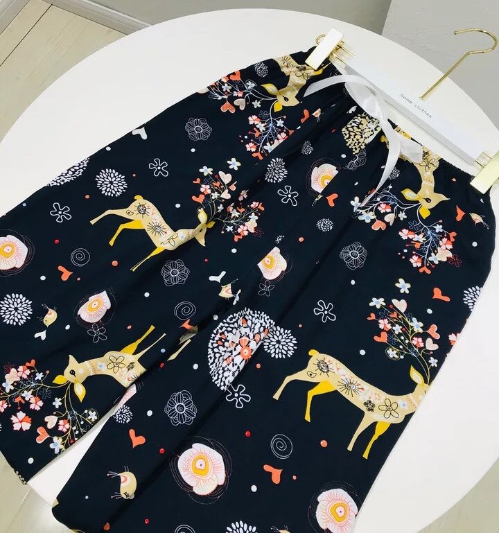Vrouwen Zomer Slaap Bodems Homewear Slaap Broek Bloemenprint Pyjama Broek Katoen Comfortabele Brede-Been Elastische Ouc129: 13
