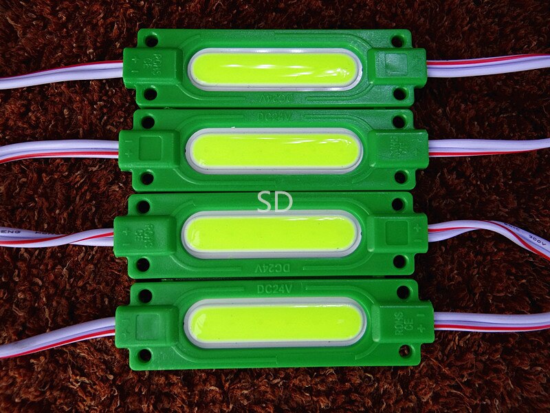 100pcs 2W Injection led COB module DC24V truck moto module lamp Waterproof led background light warm white/red/blue/Green