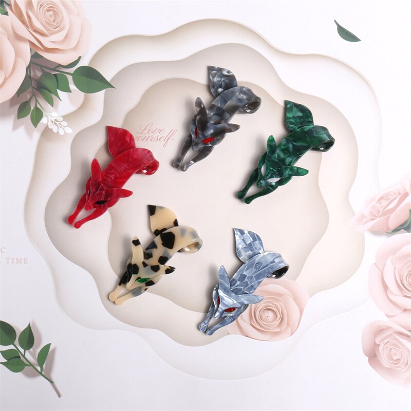 NYN 16 Colors Funny Acrylic Fox Brooches for Women Men Girls Kids Most Popular Animal Party Birthday Year Jewelry