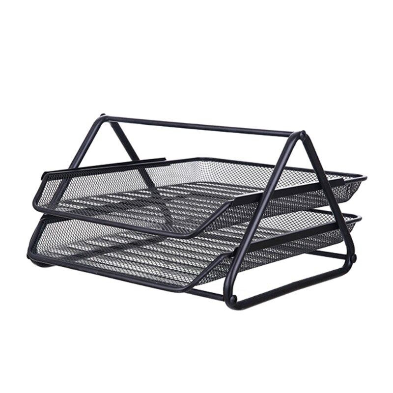 Metal Mesh 2 Tier Document Letter Tray Desk Organizer File Organizer Office