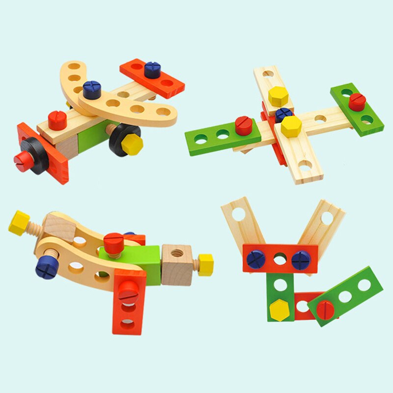 Juguete de madera para bebé, caja de herramientas con mango para niños, juegos educativos de aprendizaje, Montaje de tornillos, juguetes de jardín para niños