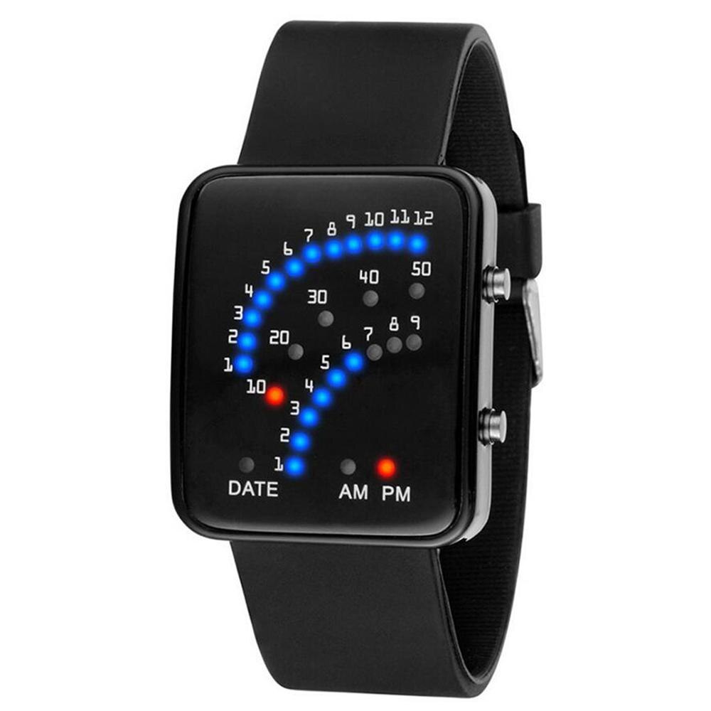 Quartz armbandsur herr lyx herr digital led sportklocka herr utomhus elektronisk klänning klocka relogio masculino klocka: Svart