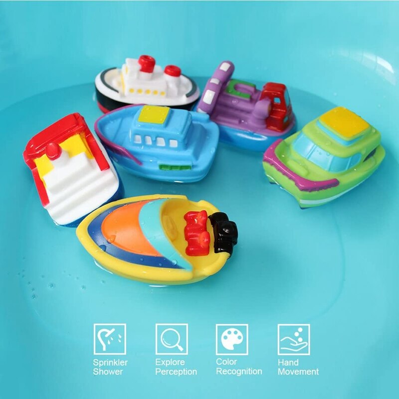 6Pc Bath Toys Floating Bath Boat Toys Baby Soft Bath Time Toys Bathtub Pool Water Toys and Soft Bath Toys for Toddlers