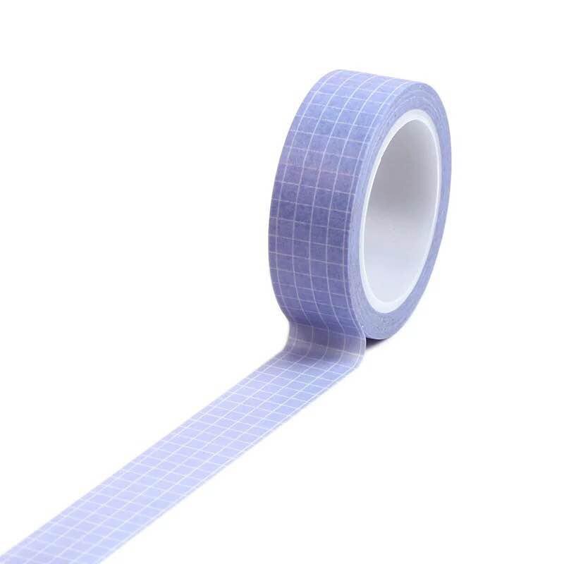 10m farverigt gitter washi tape japansk papir diy planlægger 1.5cm bredt maskeringstape klæbebånd klistermærke dekorativt papirbånd: Lilla