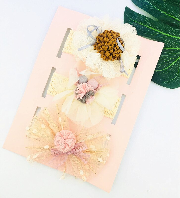 3 Stks/partij Baby Meisje Hoofdband Elastische Hoofddeksels Bloemen Strik Haar Accessoires Voor Baby Meisje Verjaardagsfeestje