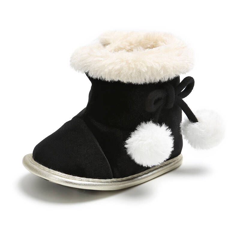 Pasgeboren Baby Winter Laarzen Laarsjes Baby Meisjes Warme Schoenen Pluche Zachte Zool Sneeuw Schoenen Peuter kinderen Schoenen Prewalker: Black / 3