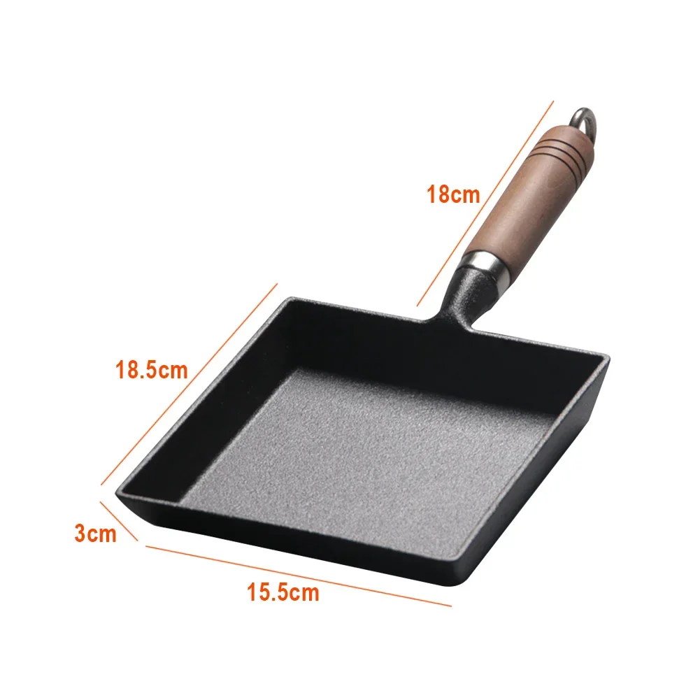 Japanese Style Thickened Tamagoyaki Cast Iron No Coating Kitchen Frying Pan Mini Tools Omelette Heat Resistant Rectangle: Default Title