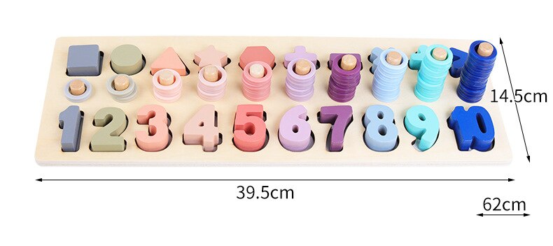 Montessori Educational Wooden Toys For kids Board Math Fishing Count Numbers Matching Digital Shape Match Early Education Toy: Pinkish Grey