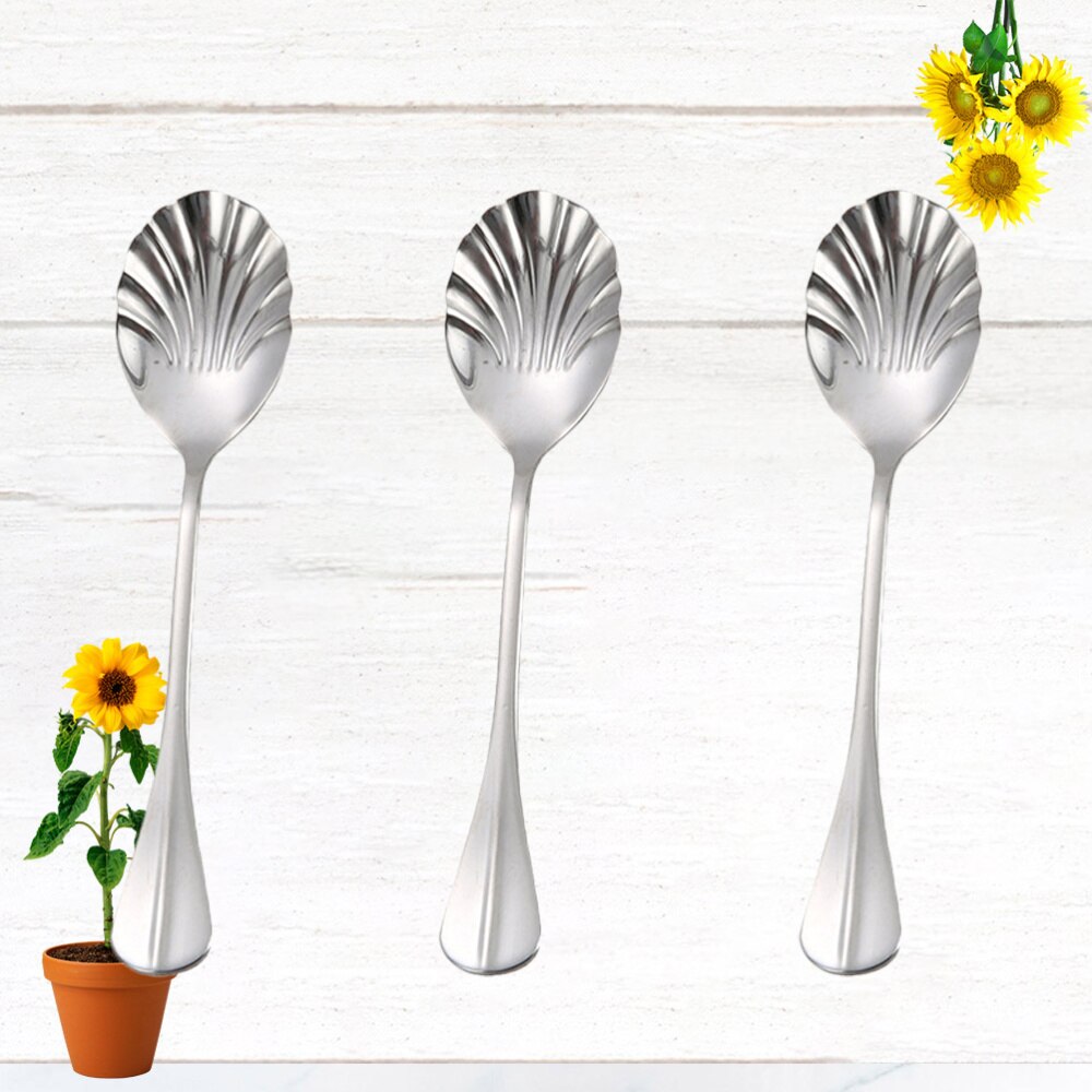 3 Pcs Mixing Spoons Long Handle Stainless Steel Kitchen Utensil for Milk Coffee Dessert: Silver