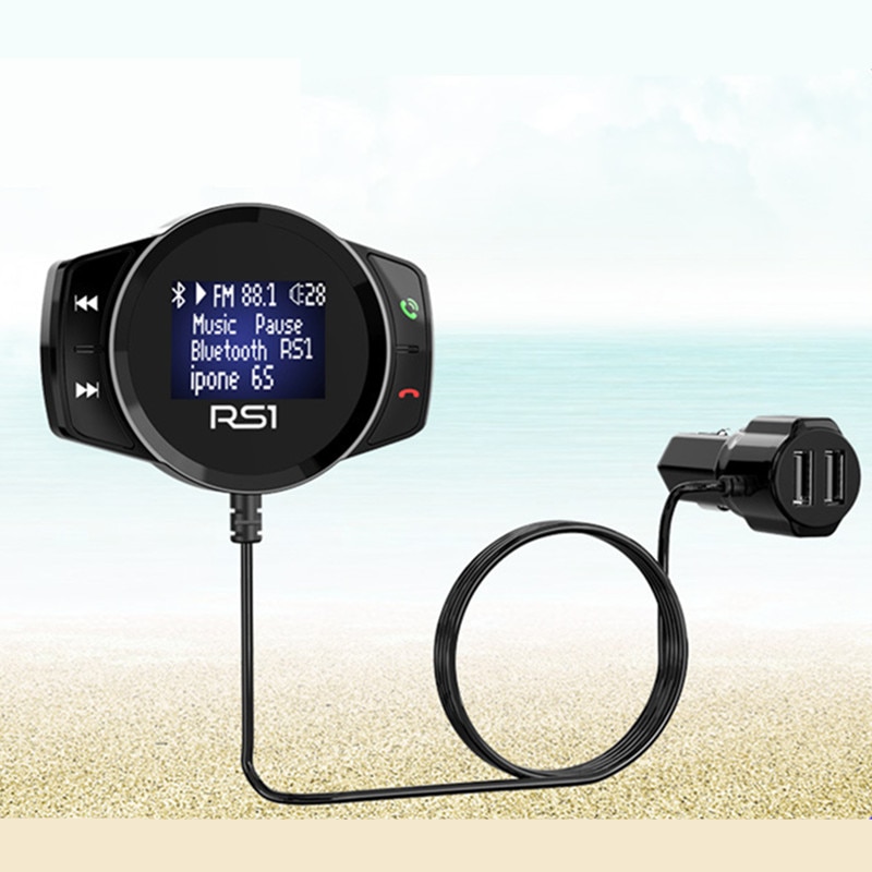 Multifunctional Vehicle Charger RS1 Wireless Bluetooth FM Transmitter Hands Free Car Kit Large Display MP3 Player USB Charger