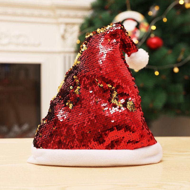 Skinnende pailletter sjove festhatte til voksne og børn christmas xmas santa hat cap til juleåret festivalfest