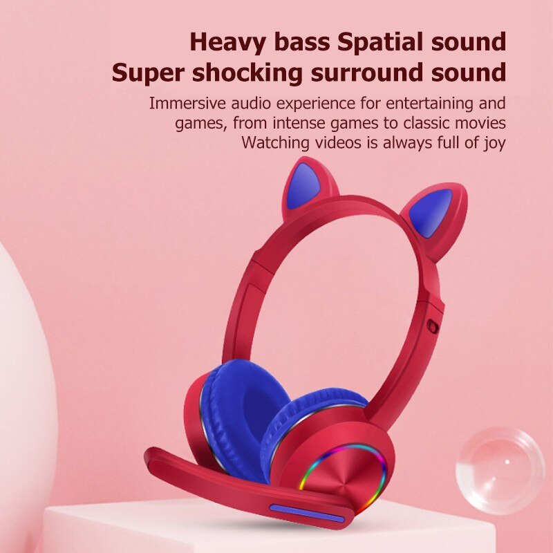 Cat Ear Headphones - Bluetooth 5.0 Wireless Stereo Headset with Mic - Hifi Sound for Kids & Adults