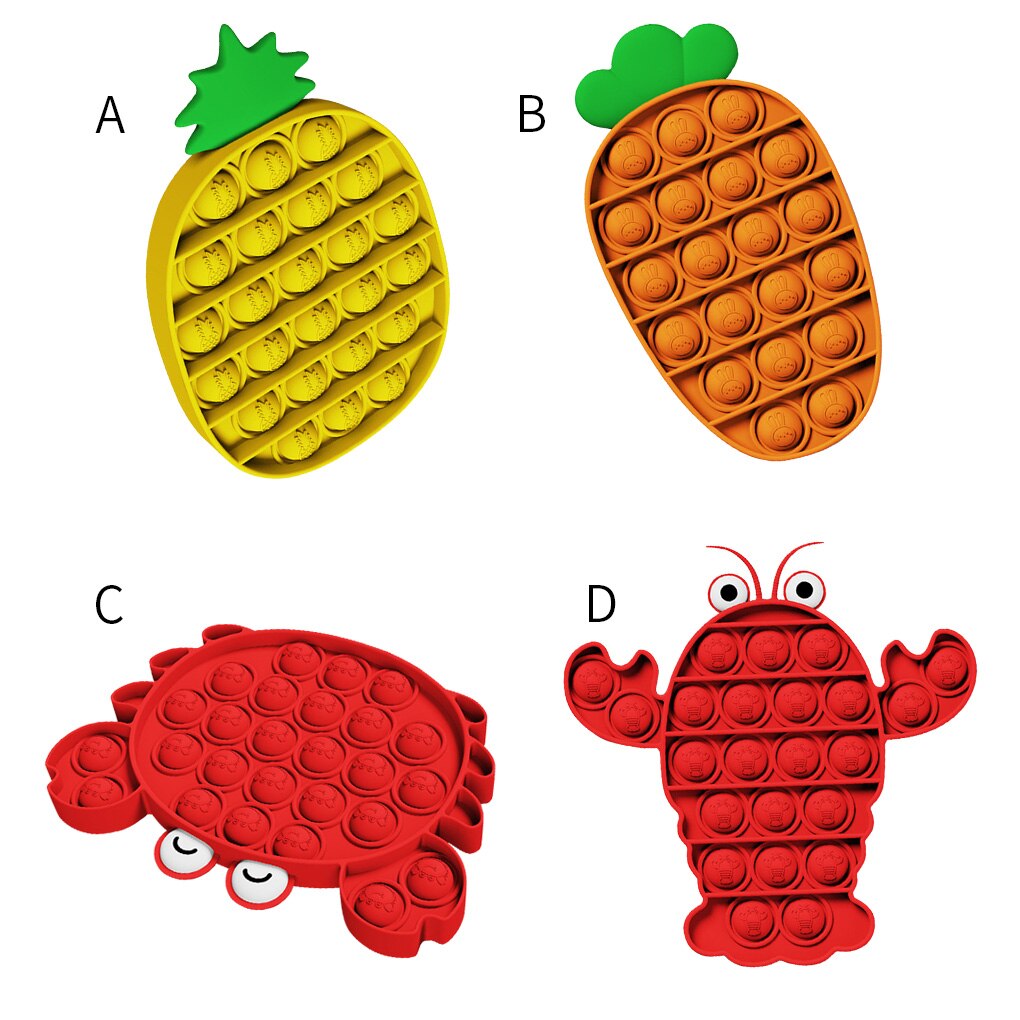 Push Bubble Fidget Toy Silicone Push Pop Fidget Toy Pineapple Carrots Shape Turning Pressing Stress Reliever Squeeze Toy