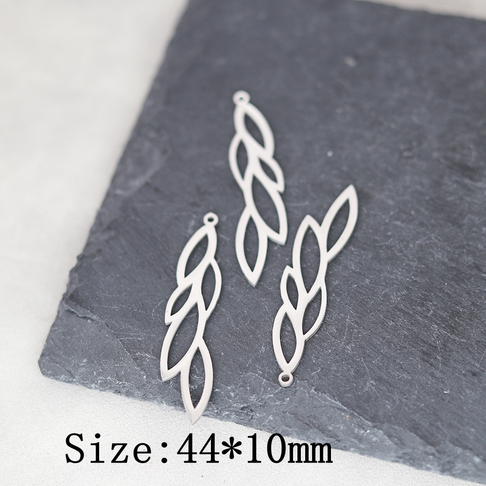 Breloques en forme de feuille d' Salix avec pompons, 3 pièces, bricolage artisanal, boucles d'oreilles Vintage, collier, fabrication de bijoux, feuilles de plantes, pendentif en acier inoxydable, accessoire: Zinc blanc bleu plaqué