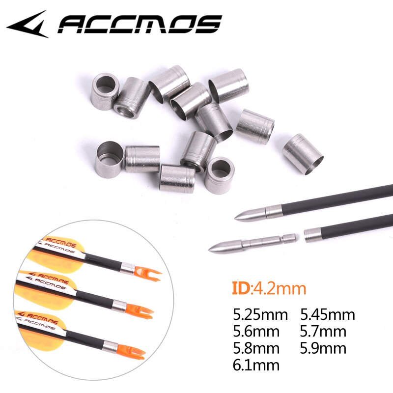 Anneau antidéflagrant en acier inoxydable, pour ID 4.2mm OD 5.25-6.1mm, protecteur d'arbre à flèche, 12/24 pièces