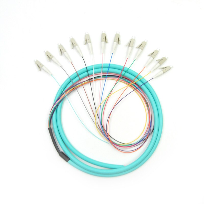 1.5M Fiber Optic Pigtail, 12 core , LC, Multimode, 50/125, 10 Gig, OM3