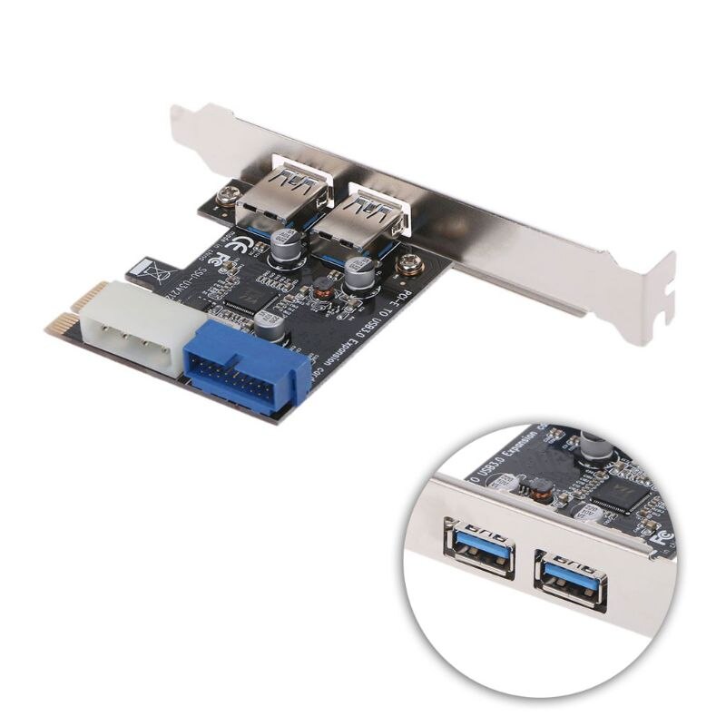 2 Ports PCI Express USB 3.0 Front Panel with Control Card Adapter 4-Pin & 20 Pin