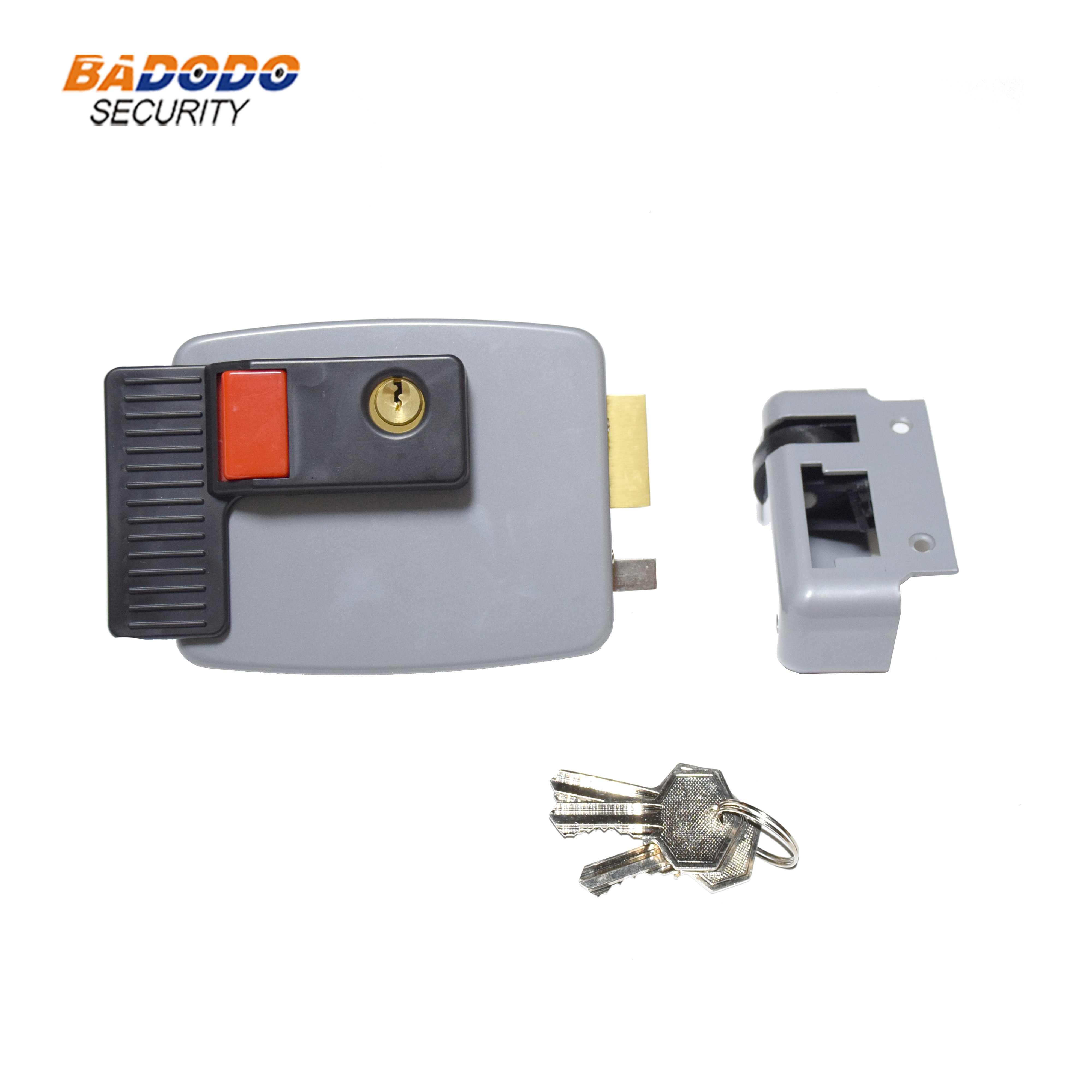 DC12V Electric lock stainless material with brass cylinder 5 mechanical key for metal wooden door access control