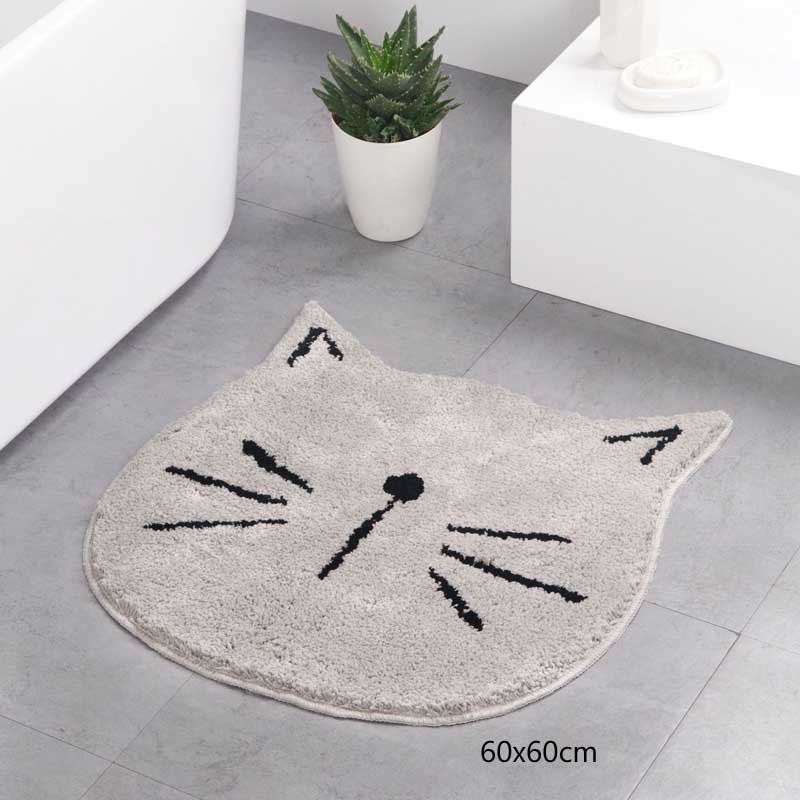 Cartoon kat entree deurmat badkamer waterabsorptie badmat antislip dierenprint tapijt voor slaapkamer keuken: Grijs