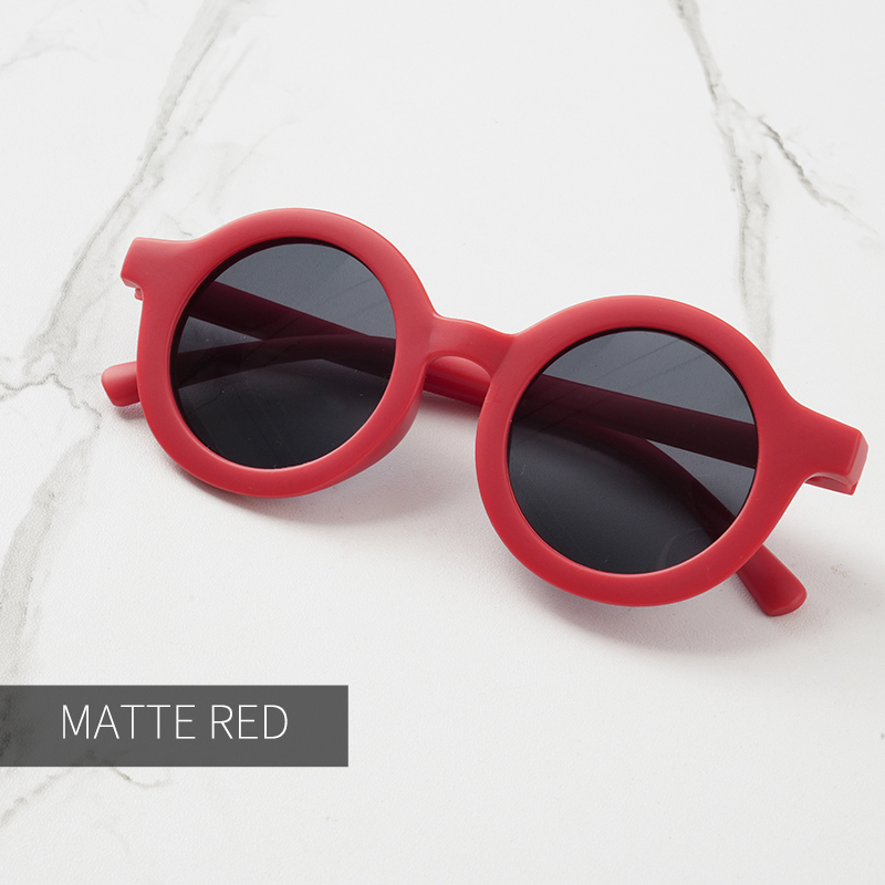 Baby sunglasses matte children's sunglasses trendy round frame retro mocha colored glasses anti purple line: Yellow