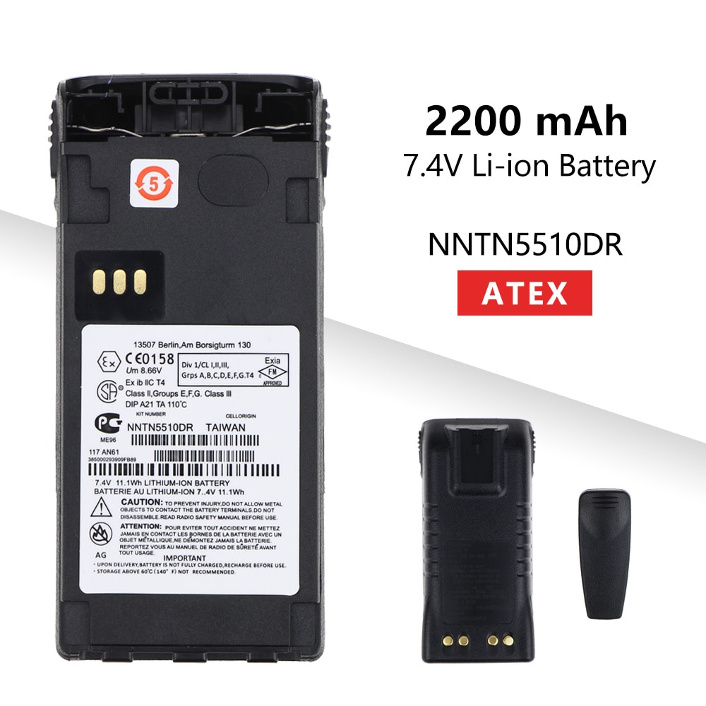 2200mAh Li-Ion ATEX Externe Batterie NNTN5510DR Für Motorola GP329EX GP339EX PTX760EX GP340 GP380 GP580 GP680 Radios