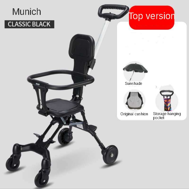 Baby Stroller, Two-way Seat, Foldable, Lightweight, Four-wheel Stroller, on Behalf Of: Storage hanging