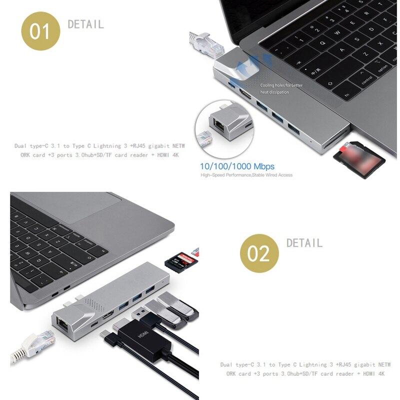 8-In-1 Hub PowerExpand Direct USB C Adapter with Thunderbolt 3 HDMI 4K Port USB C Ports SD/TF Card Reader for