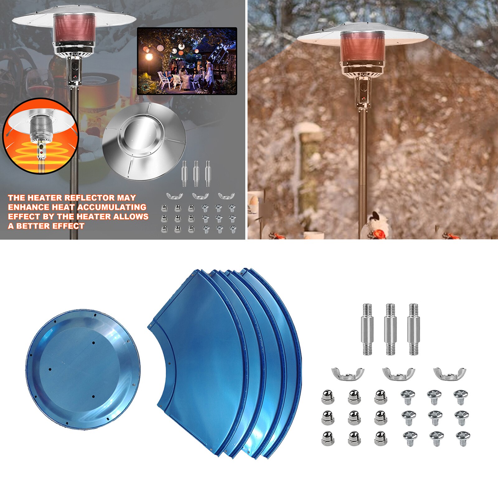 Propane Patio Heater Heat Heaters Head Replacement Outdoor Aluminum Reflector Shield Panels Reflector Shield