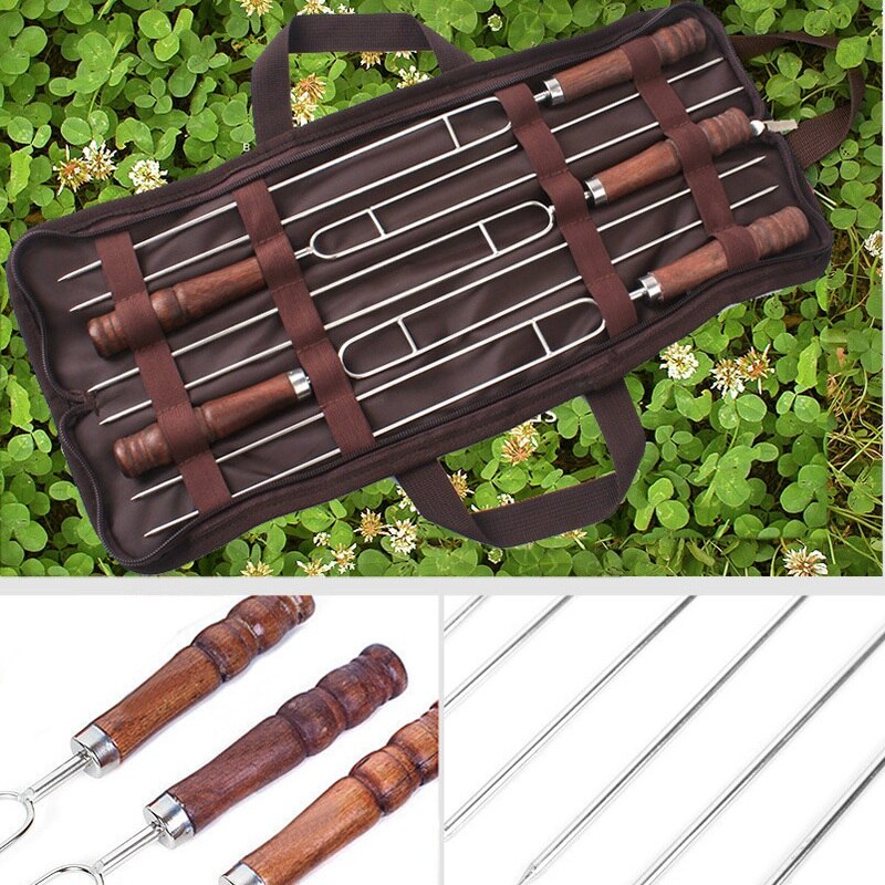 5 Stck Edelstahl Spieß Flache Fleisch Grill Spieß Camping Gastronomie Grill Werkzeug einstellen Ich bin Freien Reise: Ursprünglich Titel