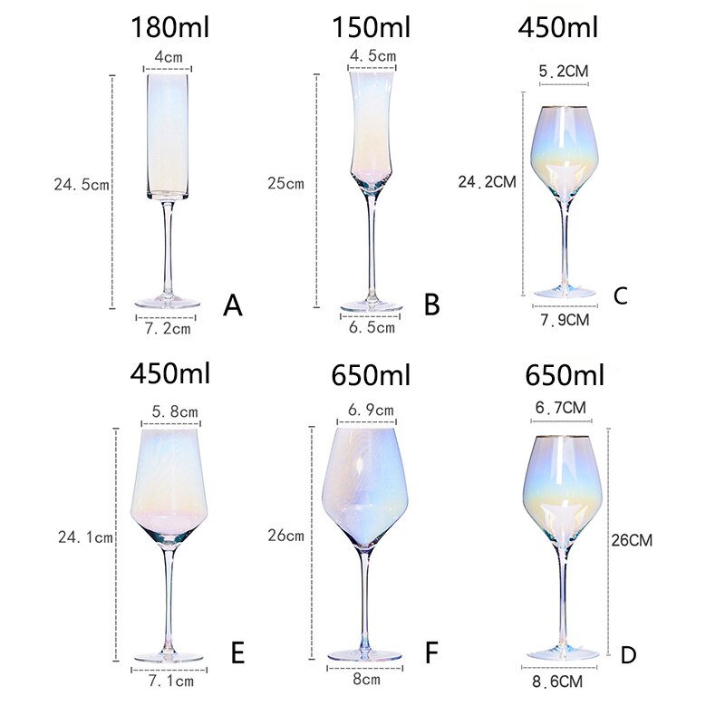 Regnbue bæger farverige krystal champagneglas farvede vinglas ionbelagte glas festglas en række forskellige stilarter