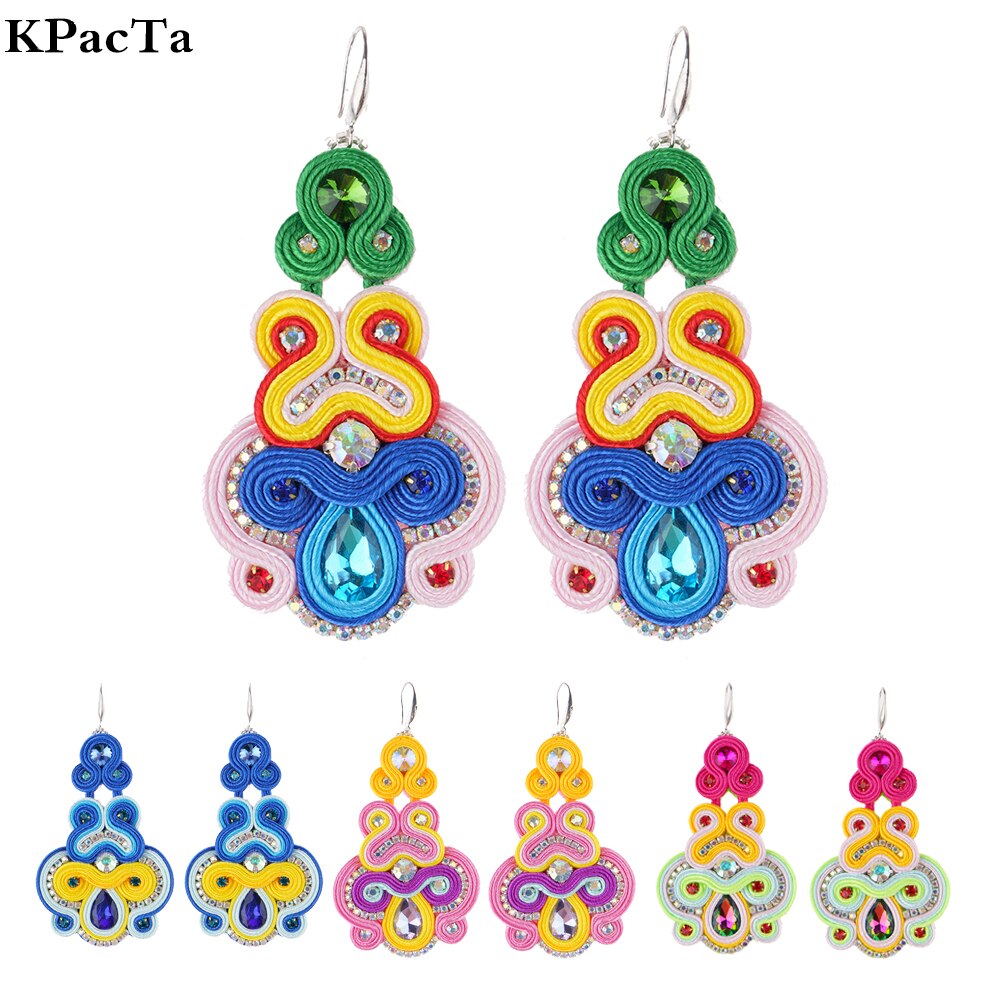 KPacTa-pendientes hechos a mano para mujer, aretes de estilo étnico, accesorios de decoración de cristal, joyería Bohemia,